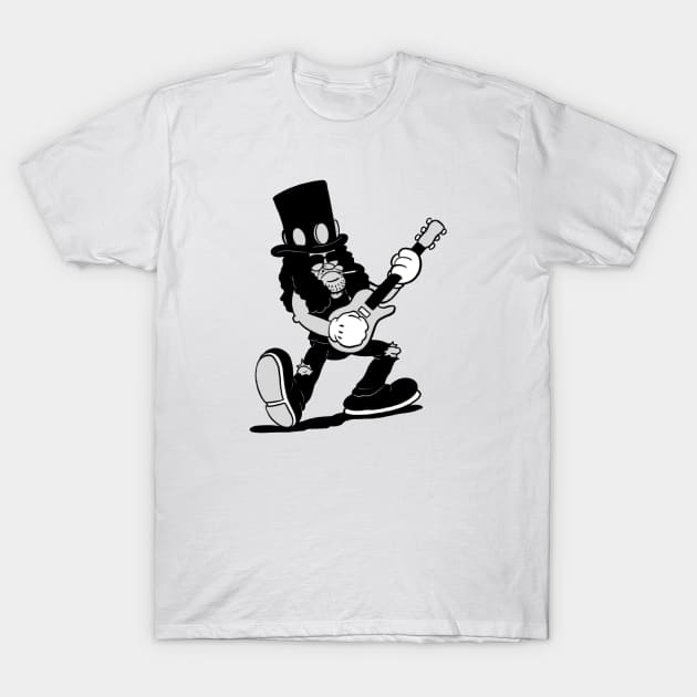 Slushy rock star guitarist in 1930s rubberhose cuphead cartoon style! T-Shirt by Kevcraven